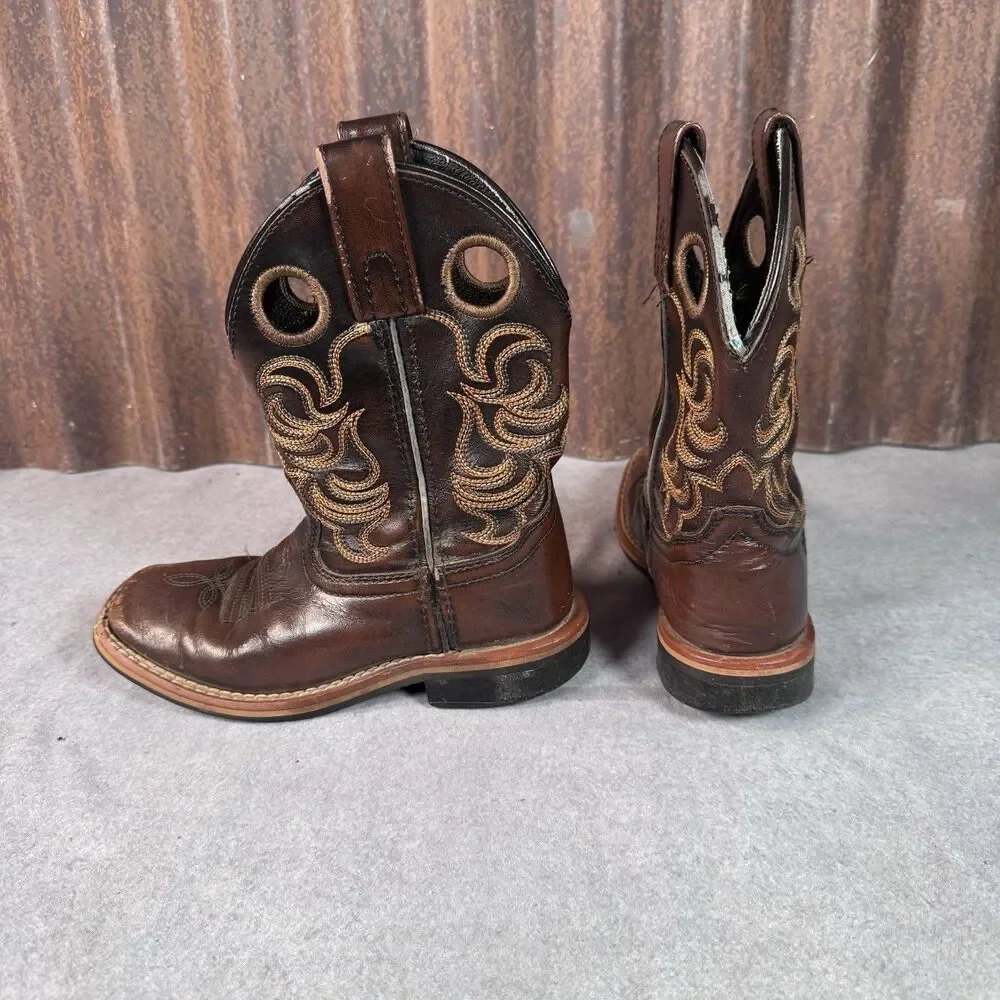 Kids Smoky Mountain Landry Cowboy Boots Brown Square Toe Size 12 R  Preowned